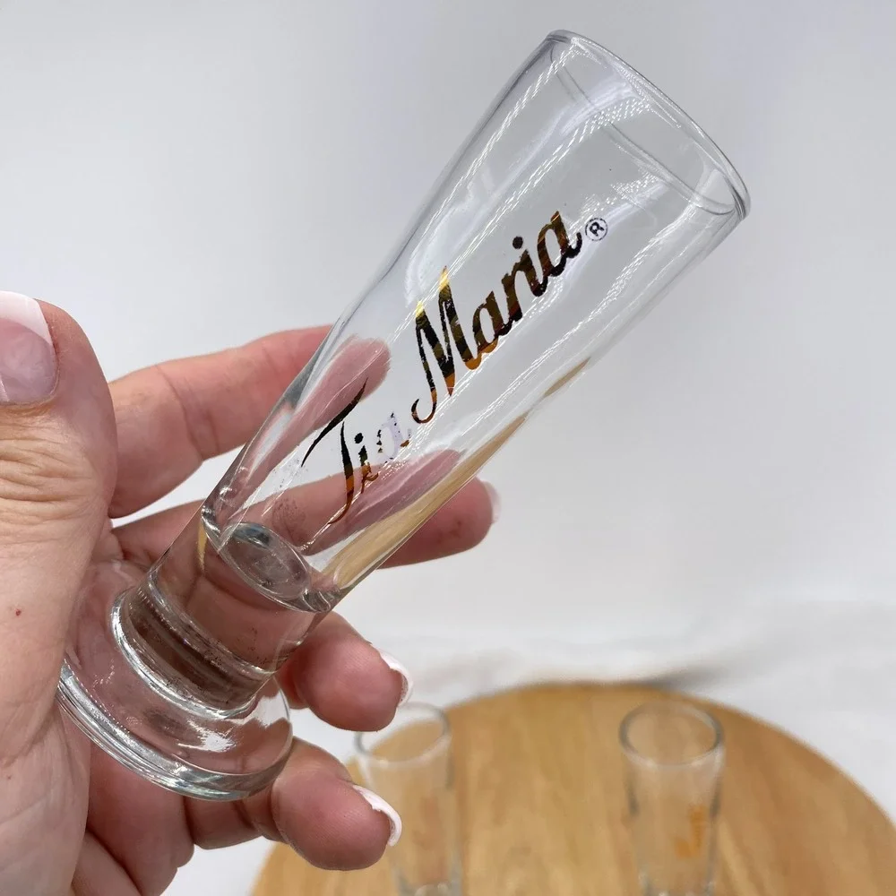 TIA MARIA Cordial Liqueur Shot Glasses 2 oz Footed Heavy Base 4.5